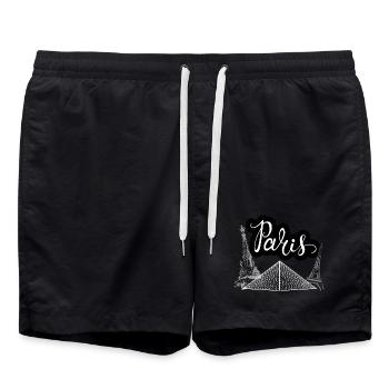 Paris Script Skyline & Monuments - Swim Trunks - black - Front - AI Model Male 185 light (185cm)