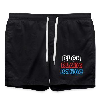 France, je suis Français, drapeau Français - Short de bain - noir - Devant - AI Model Male 185 light (185cm)