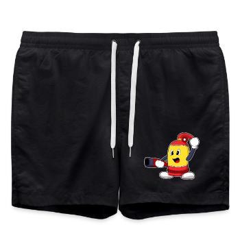 Firefighter Fire Hose Fire Brigade - Swim Trunks - black - Front - AI Model Male 185 light (185cm)