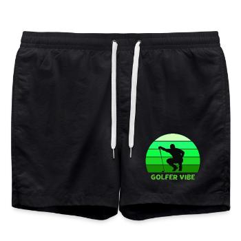 golf, golfing, golfer, jouer au golf - Short de bain - noir - Devant - AI Model Male 185 light (185cm)