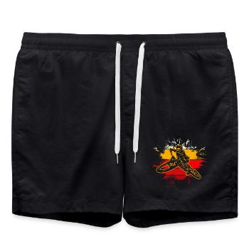 Moto Rider Splash on Flag Stripes - Swim Trunks - black - Front - AI Model Male 185 light (185cm)