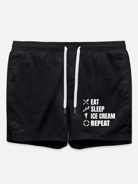 Eat Sleep Ice Cream Repeat - Swim Trunks - black