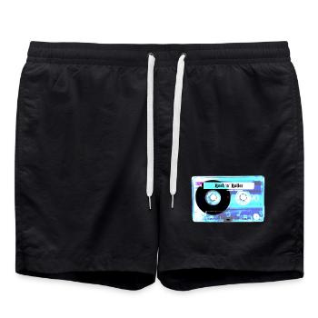 Cassette rétro - Short de bain - noir - Devant - AI Model Male 185 light (185cm)