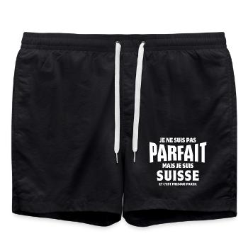Suisse, fierté Suisse, j'aime la Suisse - Short de bain - noir - Devant - AI Model Male 185 light (185cm)