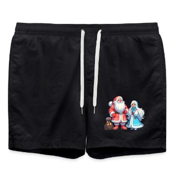 Ded Moroz Snegurotschka russischer Weihnachtsmann - Badeshorts - Schwarz - Vorne - AI Model Male 185 light (185cm)