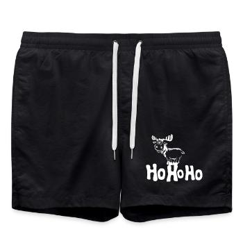 hohoho xmas reindeer Rentier Elch Symbol lustig - Badeshorts - Schwarz - Vorne - AI Model Male 185 light (185cm)