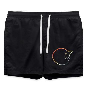 Cat in retro look - Swim Trunks - black - Front - AI Model Male 185 light (185cm)