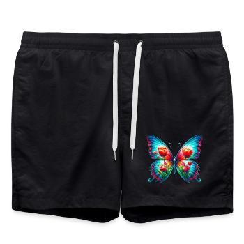 Schmetterling Blumen Tulpen Tulpe - Badeshorts - Schwarz - Vorne - AI Model Male 185 light (185cm)