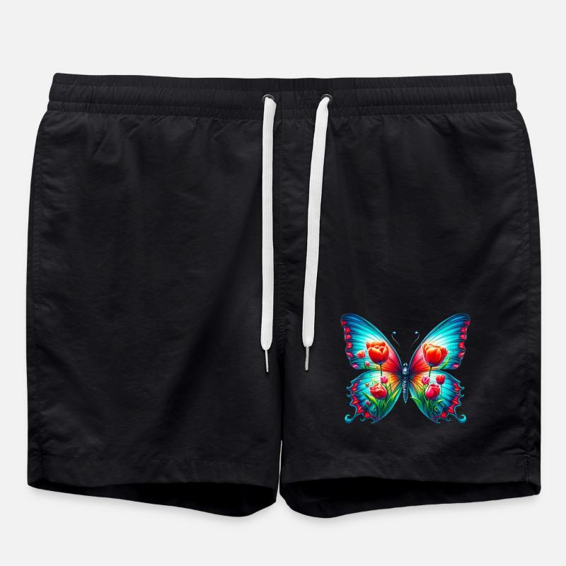 Fleurs papillon tulipes tulipe - Short de bain - noir