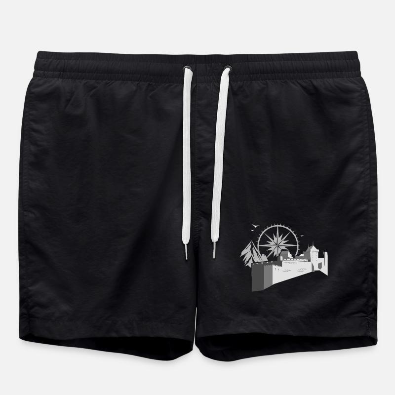 Burg mit Kompass - Badeshorts - Schwarz