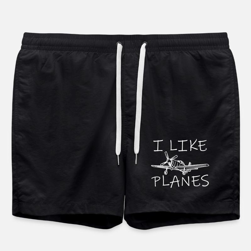 I like airplanes - Swim Trunks - black