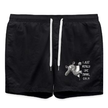 Drolliges Tapir I Tapir Spruch Cartoon - Badeshorts - Schwarz - Vorne - AI Model Male 185 light (185cm)
