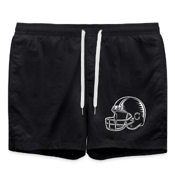 American Football - retro helmet illustration - Swim Trunks - black - Front - AI Model Male 185 light (185cm)