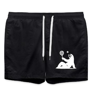 Sloth Tennis Tennis Player Ball Horn Silhouette - Swim Trunks - black - Front - AI Model Male 185 light (185cm)