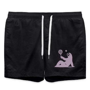 Sloth Tennis Tennis Player Ball Horn Silhouette - Swim Trunks - black - Front - AI Model Male 185 light (185cm)