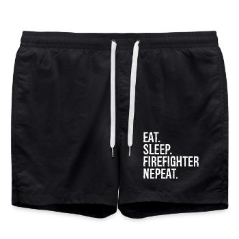eat sleep firefighter nepeat - Badeshorts - Schwarz - Vorne - AI Model Male 185 light (185cm)