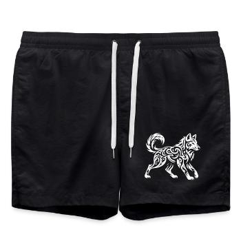 Loup tribal - Short de bain - noir - Devant - AI Model Male 185 light (185cm)