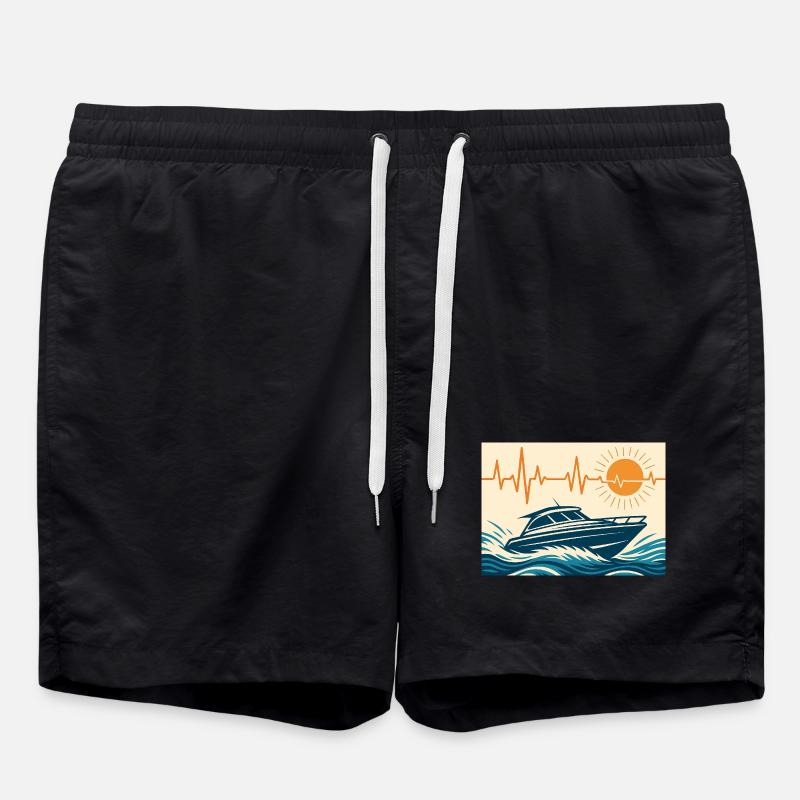 Maritime sunset by motorboat - Swim Trunks - black