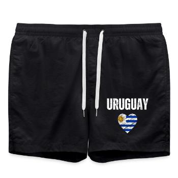 I love Uruguay, flag of Uruguay - Swim Trunks - black - Front - AI Model Male 185 light (185cm)