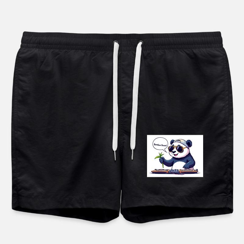 DJ Panda mit Brille und Bambusstab - Badeshorts - Schwarz