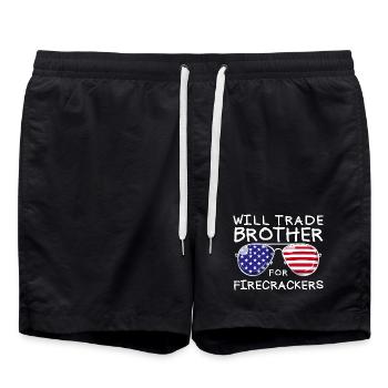 Frère d'échange pour les feux d'artifice pour les enfants le 4 juillet - Short de bain - noir - Devant - AI Model Male 185 light (185cm)