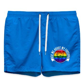 Ask me about my Fursona - Swim Trunks - cobalt blue - Front