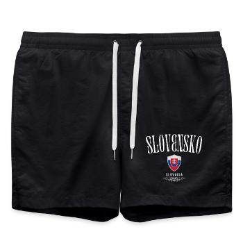 Flagge der Slowakei, slowakischer Patriot - Badeshorts - Schwarz - Vorne - AI Model Male 185 light (185cm)
