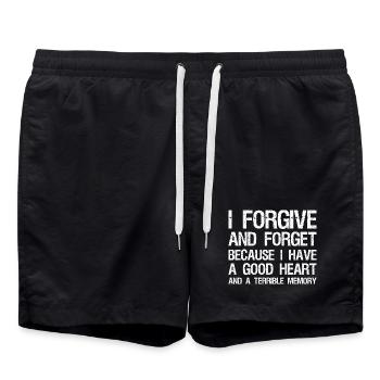Je pardonne et j’oublie parce que j’ai bon cœur - Short de bain - noir - Devant - AI Model Male 185 light (185cm)