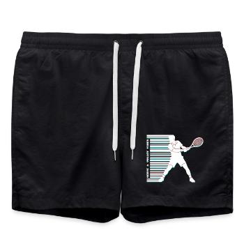 Tennis Glitch Barcode Hoodie Shirt - Badeshorts - Schwarz - Vorne - AI Model Male 185 light (185cm)