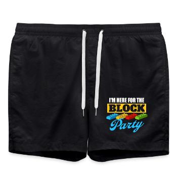 Je suis ici pour le bloc de construction de briques de fête de quartier  - Short de bain - noir - Devant - AI Model Male 185 light (185cm)