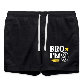Frère j’ai 9 ans Drôle Cool Anniversaire - Short de bain - noir - Devant - AI Model Male 185 light (185cm)