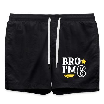 Frère j’ai 6 ans Drôle Cool Anniversaire - Short de bain - noir - Devant - AI Model Male 185 light (185cm)