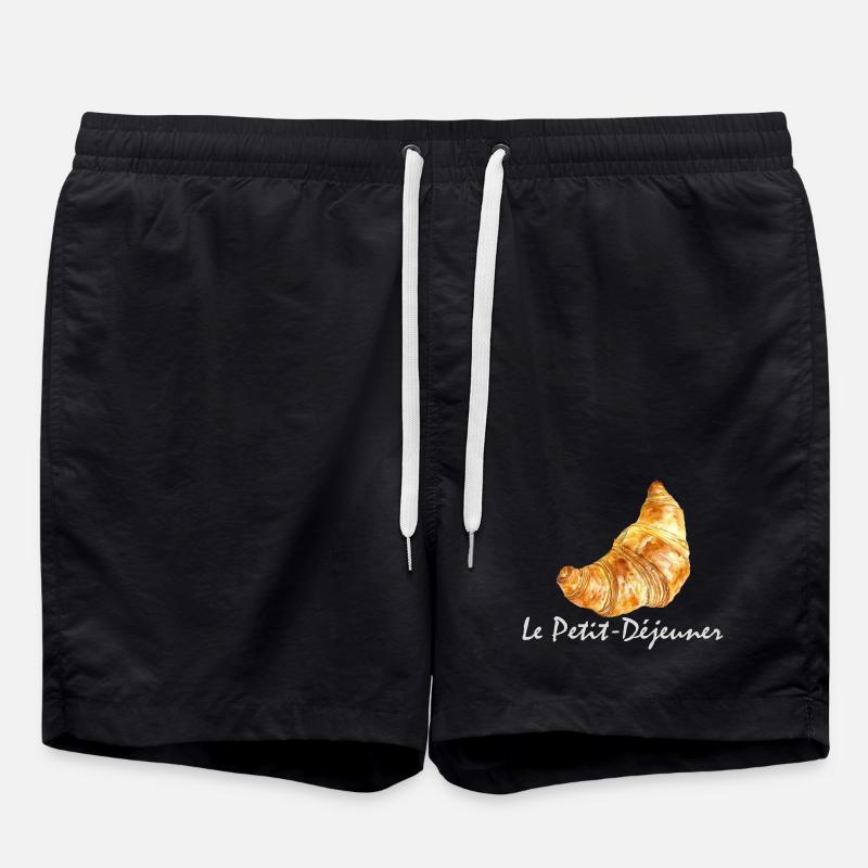 Croissant Petit-déjeuner Français Design - Short de bain - noir