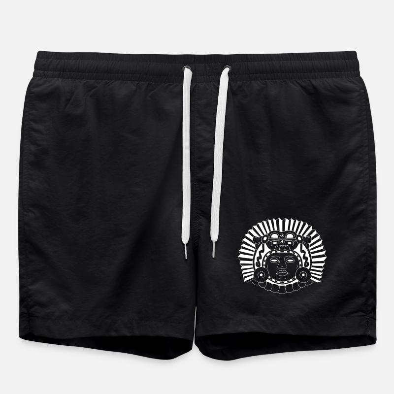 Aztec Dragon King (White) - Swim Trunks - black