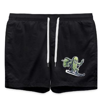 Superheld Gurke Auf Skiern Lustig Ski Humor - Badeshorts - Schwarz - Vorne - AI Model Male 185 light (185cm)