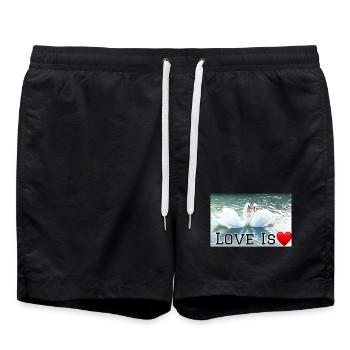 Liebe ist Schwanenherz - Badeshorts - Schwarz - Vorne - AI Model Male 185 light (185cm)