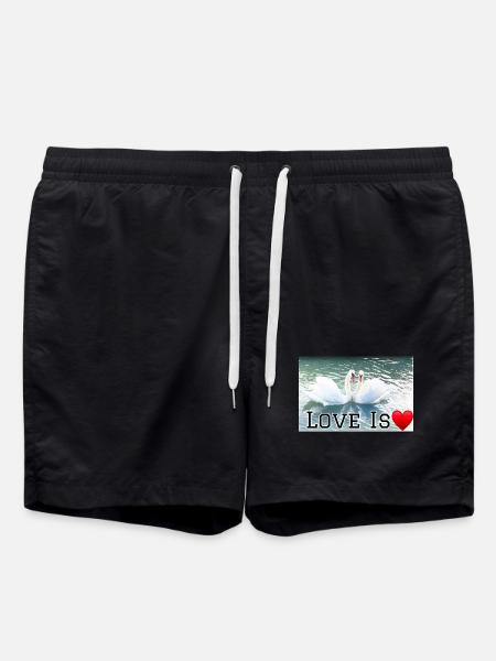 Love is Swan's Heart - Swim Trunks - black