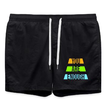 You Are Enough Self Love Motivational Quote - Swim Trunks - black - Front - AI Model Male 185 light (185cm)