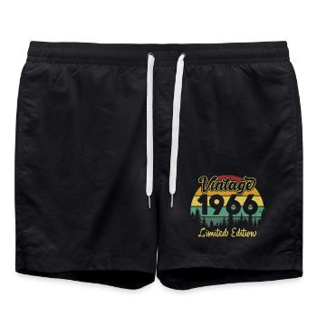 Vintage 1966 Jahrgang Geburtstag Geschenk Retro - Badeshorts - Schwarz - Vorne - AI Model Male 185 light (185cm)