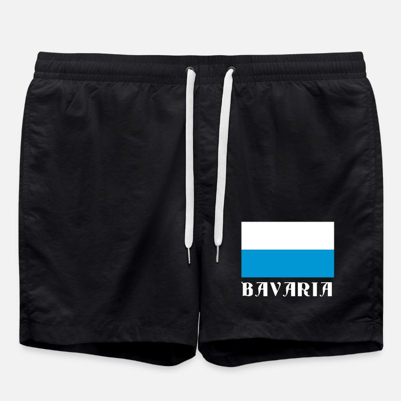 Bavaria Flag with Gothic Text - Swim Trunks - black