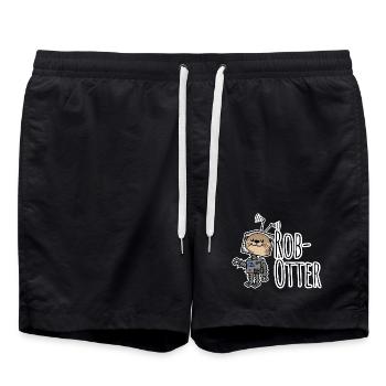 Rob-Otter - Half Otter Half Robot Flat Joke! - Swim Trunks - black - Front - AI Model Male 185 light (185cm)