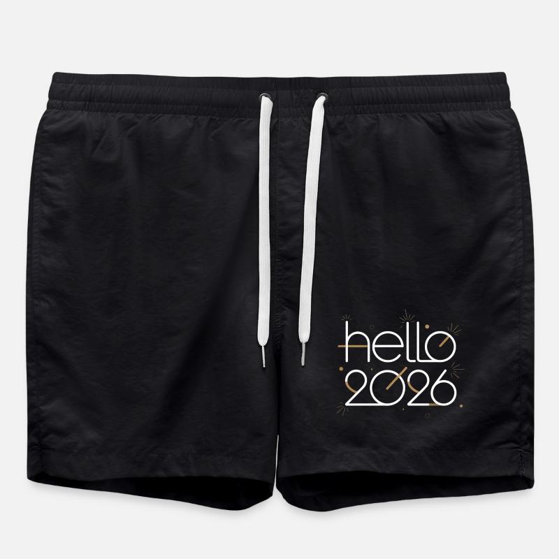 Hello 2026 Neon Outline - Swim Trunks - black