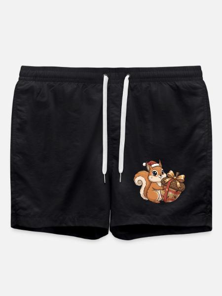 Winterfreude Eichhörnchen Geschenk - Badeshorts - Schwarz