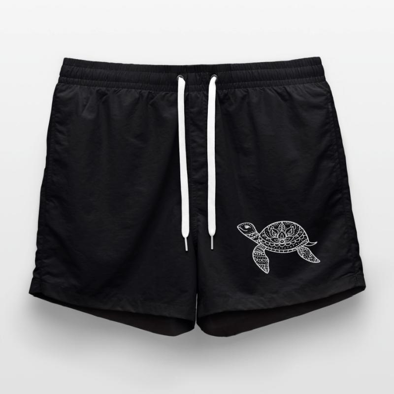 Boho turtle with pattern shell Swim Trunks