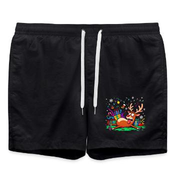 Christmas grouch reindeer funny annoyed exhausted - Swim Trunks - black - Front - AI Model Male 185 light (185cm)