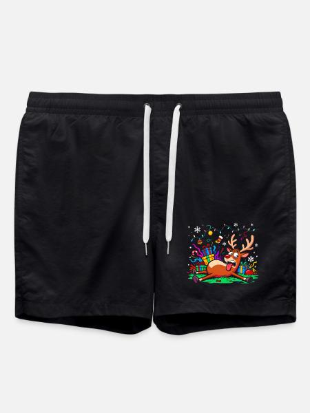 Christmas grouch reindeer funny annoyed exhausted - Swim Trunks - black