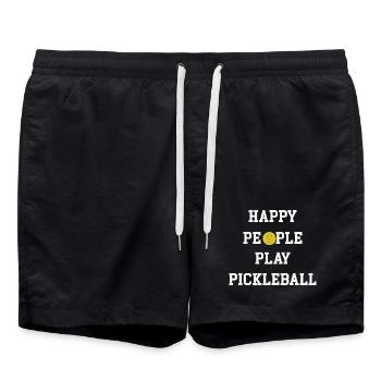 Happy People Play Pickleball - Swim Trunks - black - Front - AI Model Male 185 light (185cm)