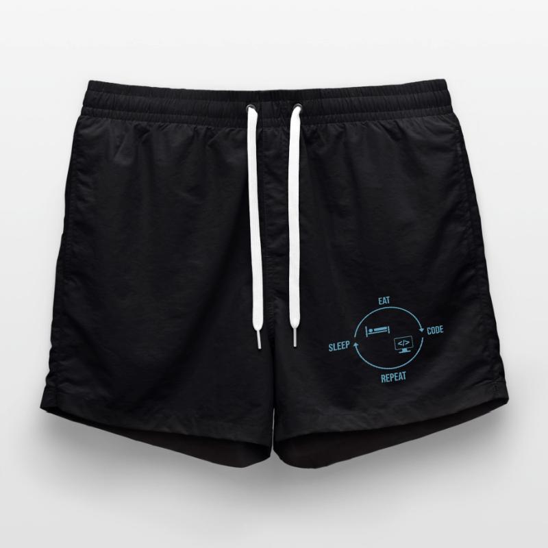 Eat Sleep Code Repeat - Programmer Cycle Swim Trunks