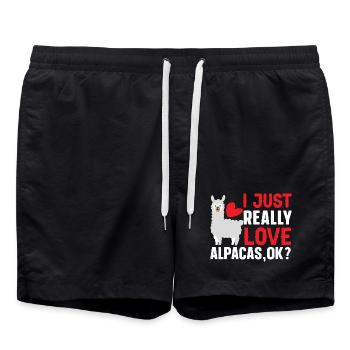 Ich liebe Alpakas einfach wirklich, okay? - Badeshorts - Schwarz - Vorne - AI Model Male 185 light (185cm)
