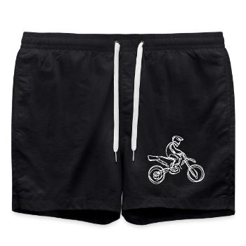 Motocross Rider Drawing - Swim Trunks - black - Front - AI Model Male 185 light (185cm)